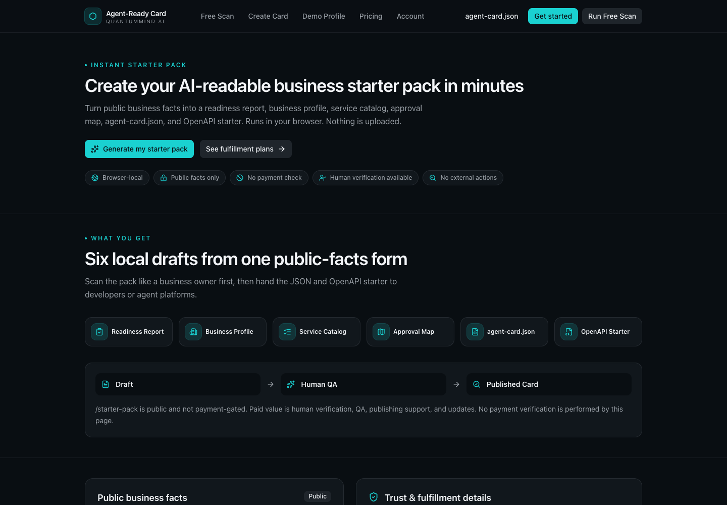 Agent Ready Card public starter-pack demonstration